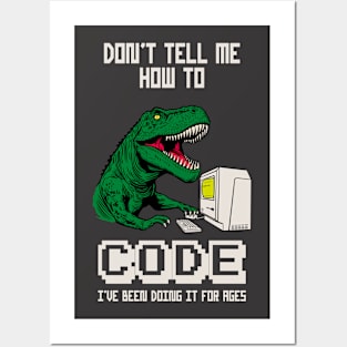 Coder T-Rex Computer Geek Funny Programmer Posters and Art